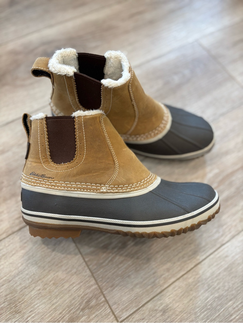 Eddie Bauer Tan and Dark Brown Waterproof  Boots